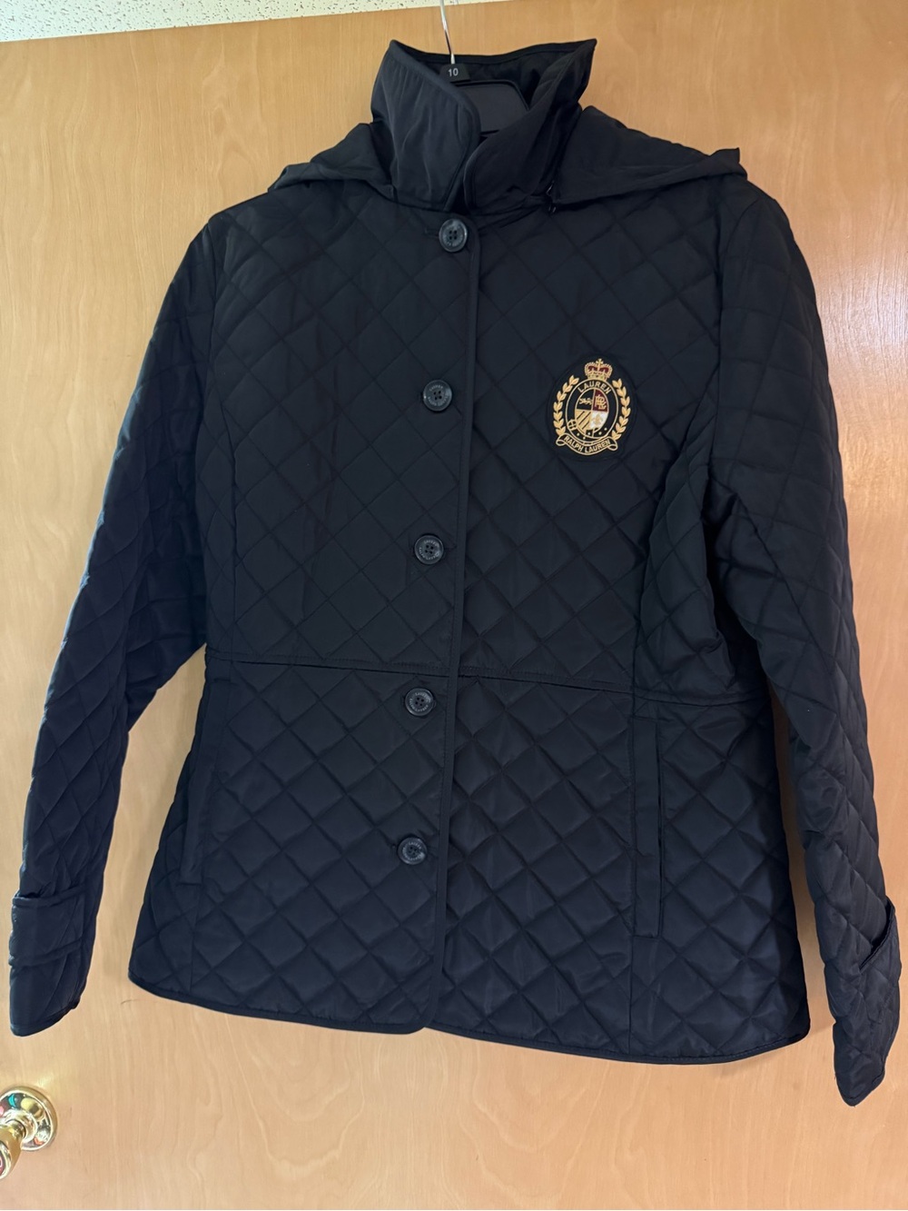 Ralph Lauren Black Quilted Women's Jacket with Crest